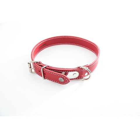 Image of Collier pour chiens en cuir pleine fleur Martin Sellier avec plaque d'identification - L'UNIVERS DES CHIENSCollier pour chiensCollier pour chiens en cuir pleine fleur Martin Sellier avec plaque d'identificationCollier en cuir rouge pour chien - cuir classique surpiqué avec plaqueCuir Pleine FleurRougeL. 36 cm / l. 1.4 cm