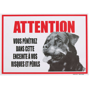 Martin Sellier - Panneau De Type Attention Au Chien - Attention Berger Rottweiler - L'UNIVERS DES CHIENSPanneaux de présence d'un chienMartin Sellier - Panneau De Type Attention Au Chien - Attention Berger RottweilerMARTIN SELLIERAttention Berger RottweilerDissuasion EfficaceL. 26 cm x l. 19 cm